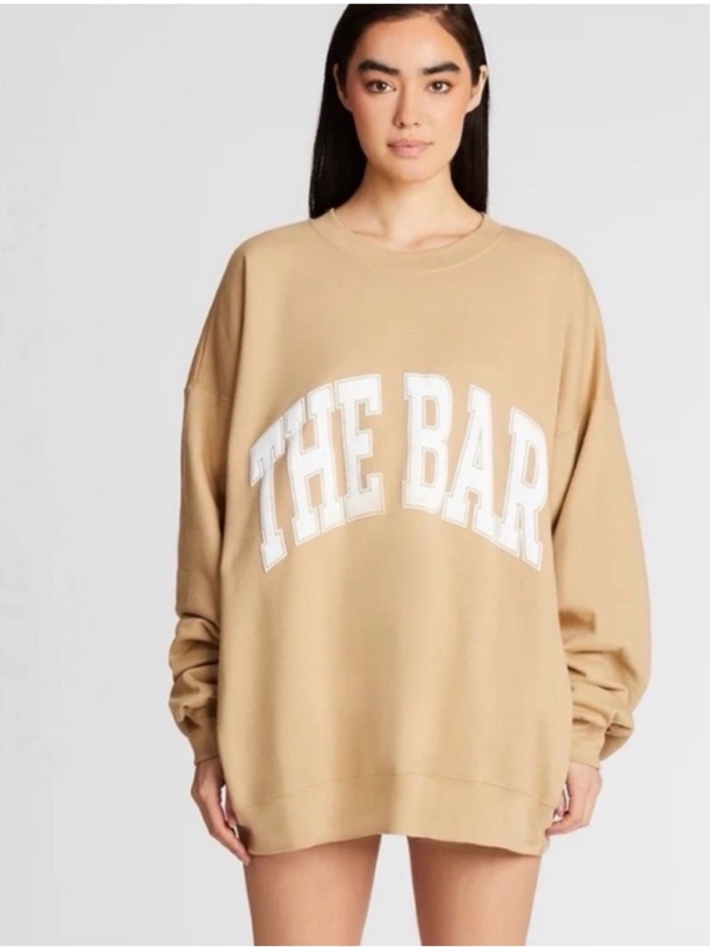 The Bar Tan Crewneck Sweatshirt with White Arch Logo